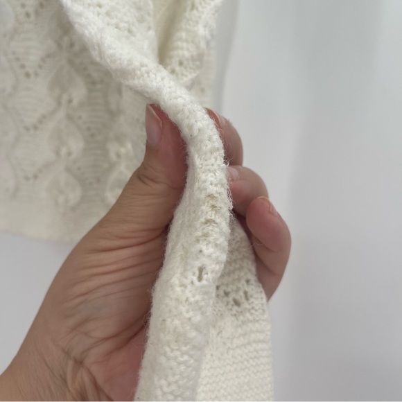 BJ by Billie Jo Vintage 60s/70s White Textured Cardigan Sweater - Picture 8 of 11